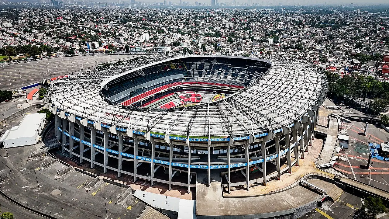 Vista aérea del Estadio Azteca en Ciudad de México, sede del partido inaugural del Mundial 2026